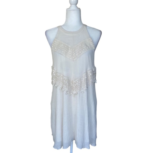 J Gee Dress M Ivory Rayon Blend Lined Sleeveless A Line Dress Lace‎ Feminine - Picture 2 of 16